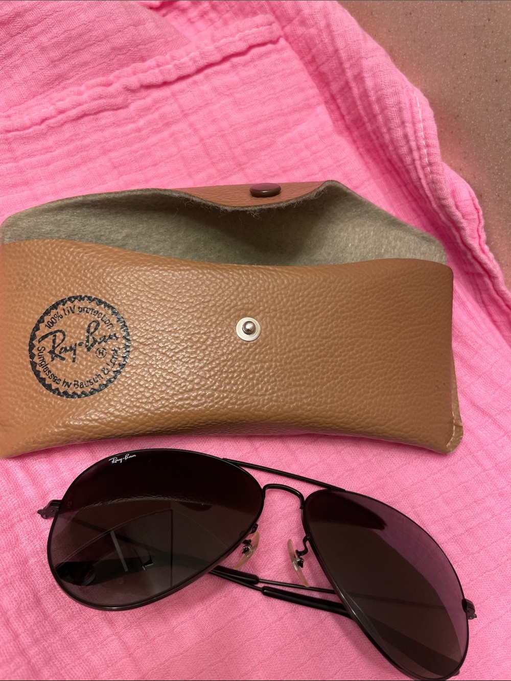 Ray-Ban Men's Aviator Sunglasses - Black Frame, Dark Brown Lenses